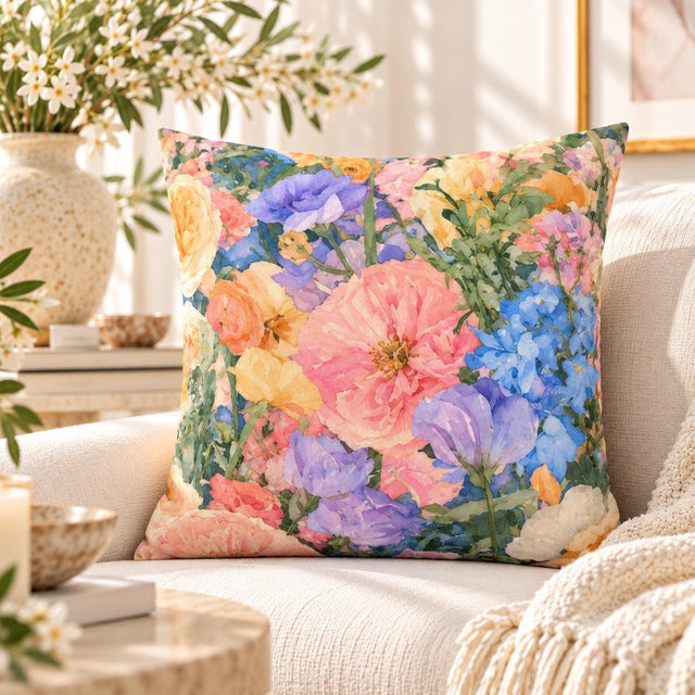 Watercolor Floral Pillow Cover