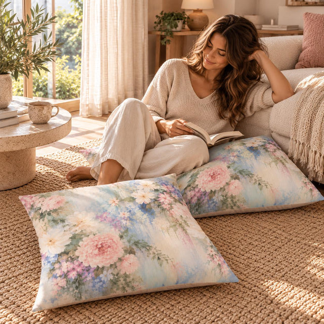 Romantic Floral Floor Pillow