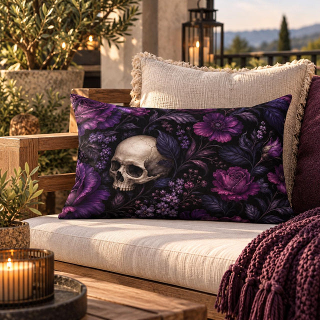 Purple Skull Outdoor Pillow