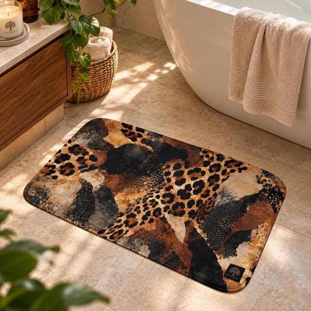 Abstract Leopard Bath Mat