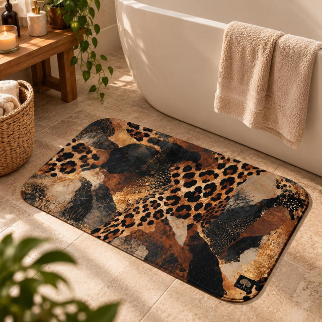 Abstract Leopard Bath Mat