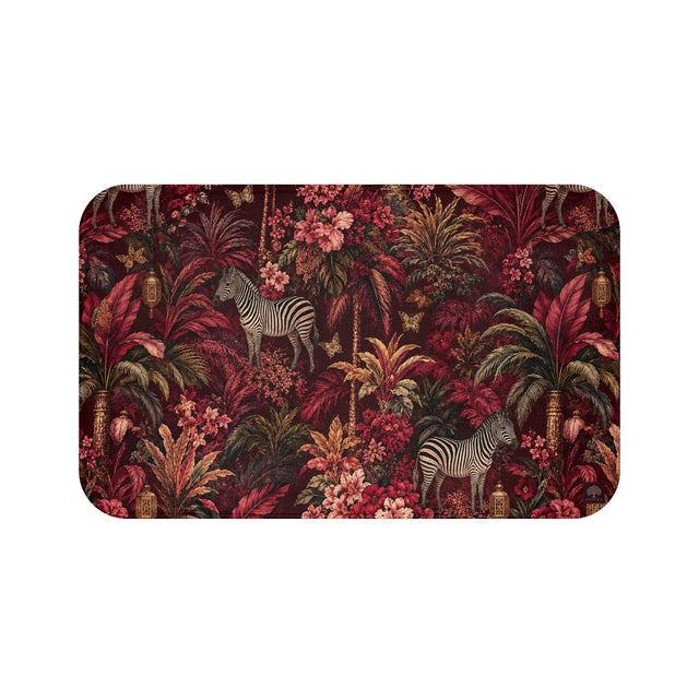 Burgundy Jungle Bath Mat