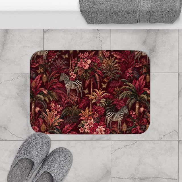 Burgundy Jungle Bath Mat