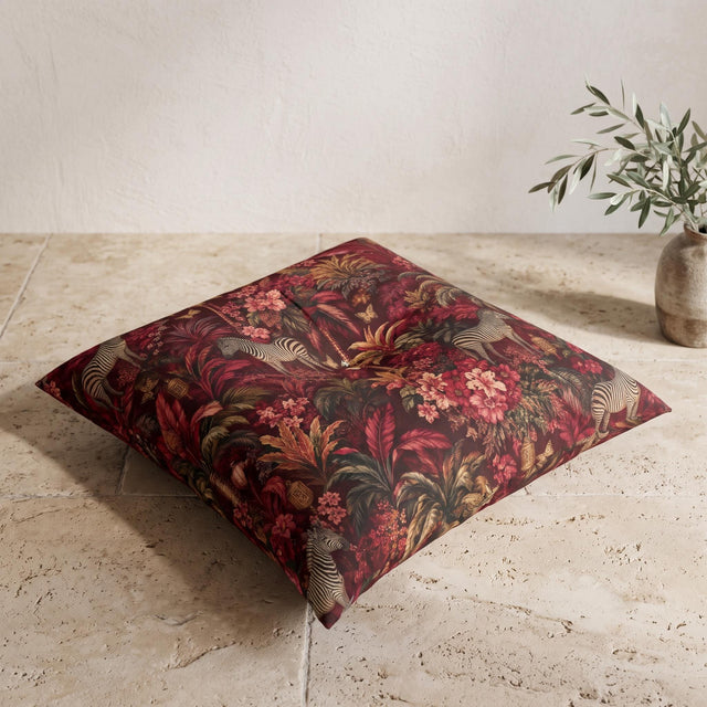 Burgundy Jungle Floor Pillow