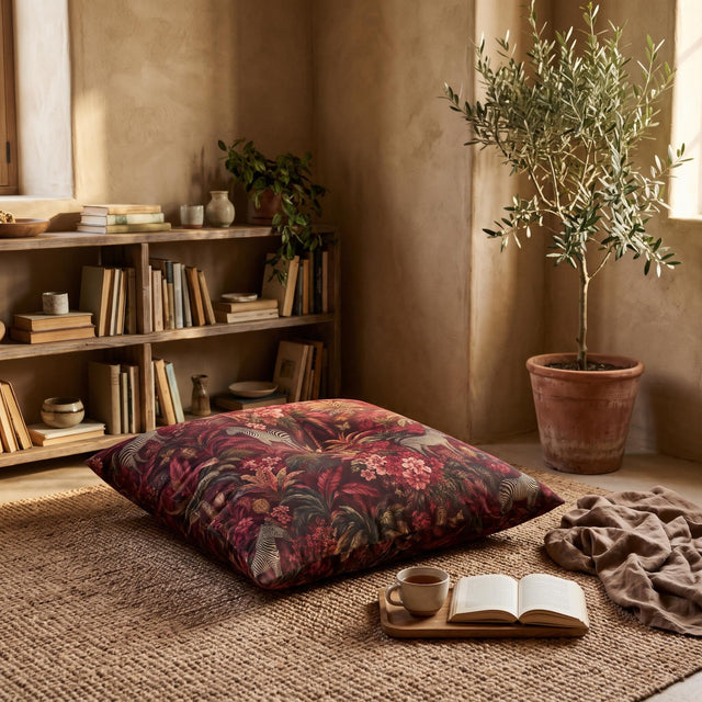 Burgundy Jungle Floor Pillow
