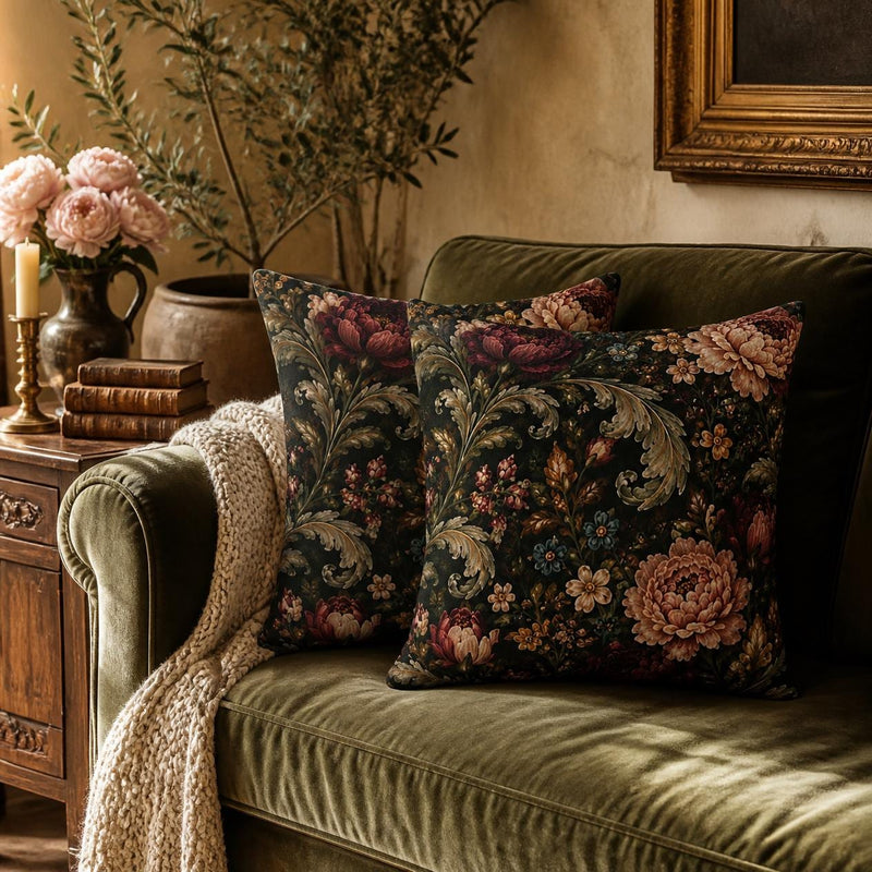 Baroque Peony Pillow Cover