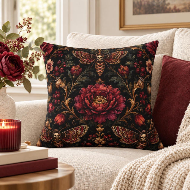 Gothic Moth Pillow Cover