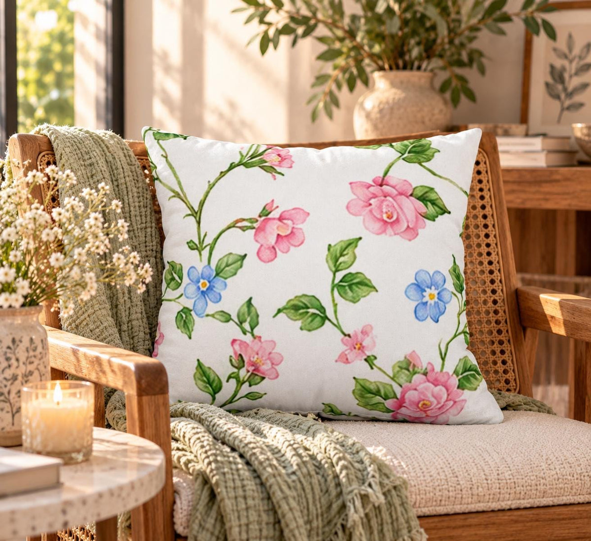 Botanical Floral Pillow Cover