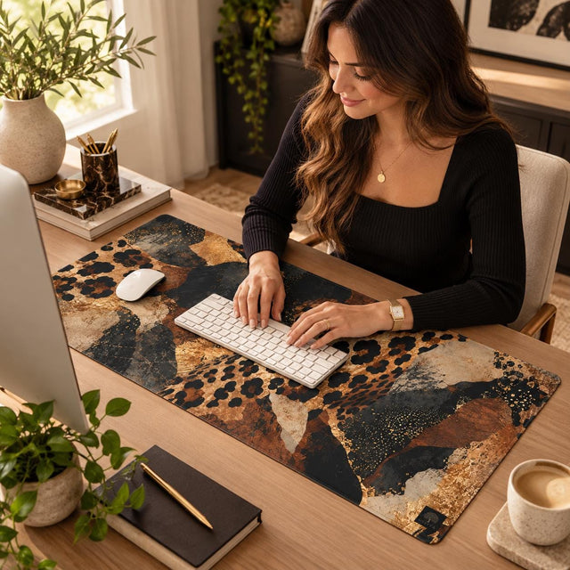Abstract Leopard Desk Mat