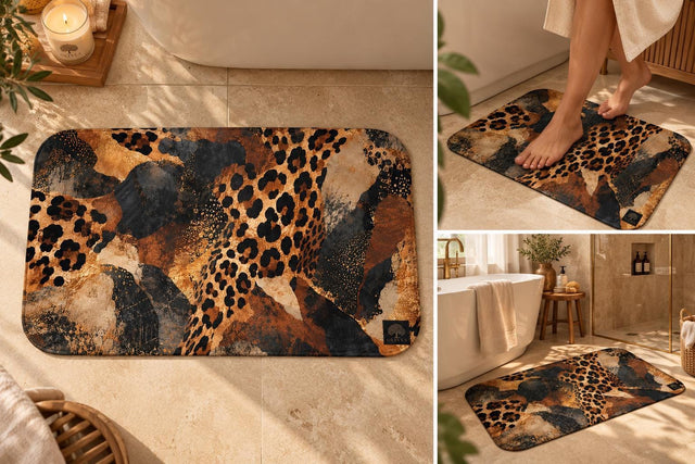 Abstract Leopard Bath Mat