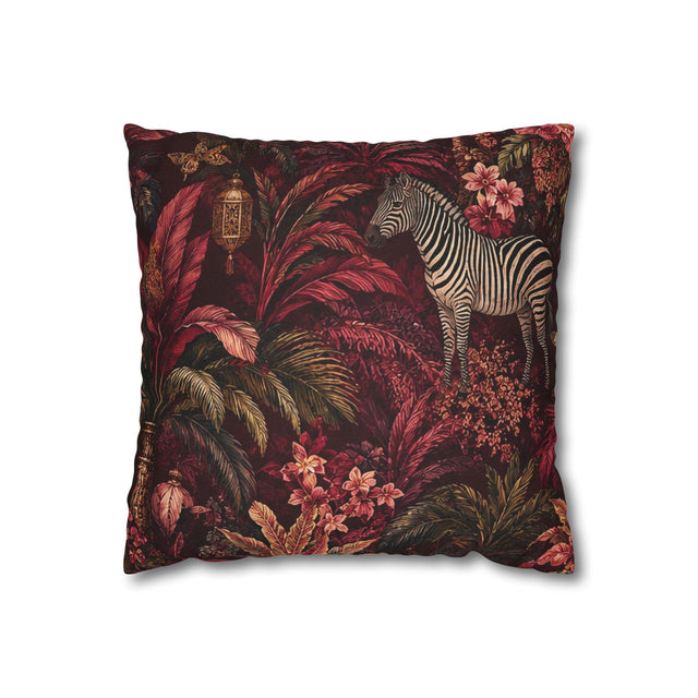 Burgundy Jungle Pillow Cover