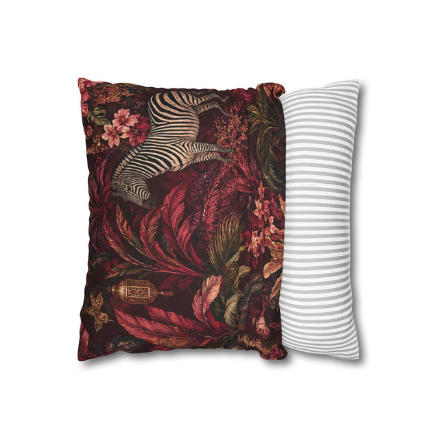 Burgundy Jungle Pillow Cover