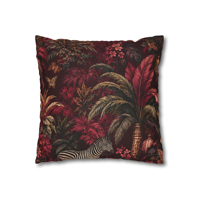 Burgundy Jungle Pillow Cover
