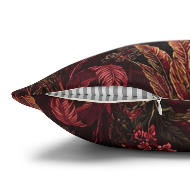 Burgundy Jungle Pillow Cover