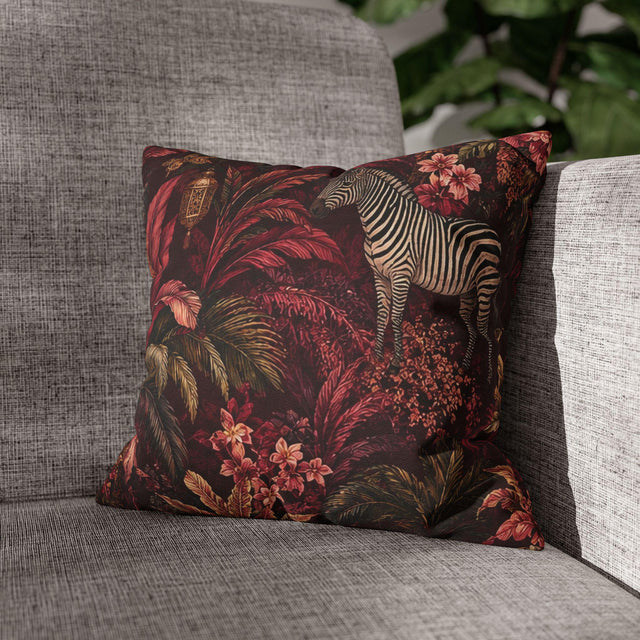 Burgundy Jungle Pillow Cover