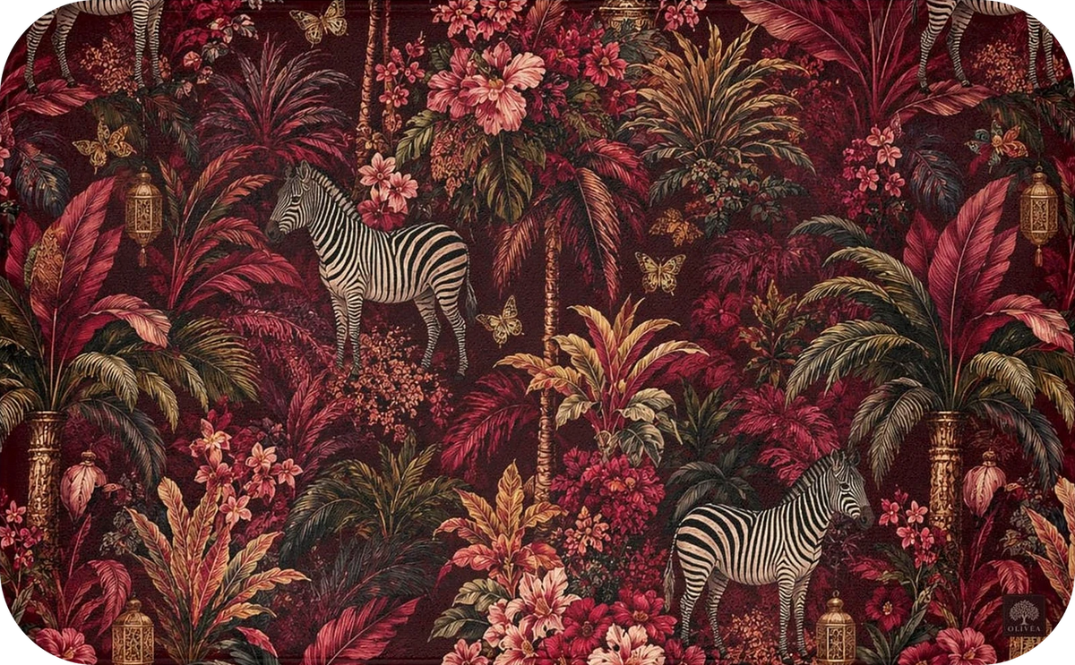 Burgundy Jungle Bath Mat