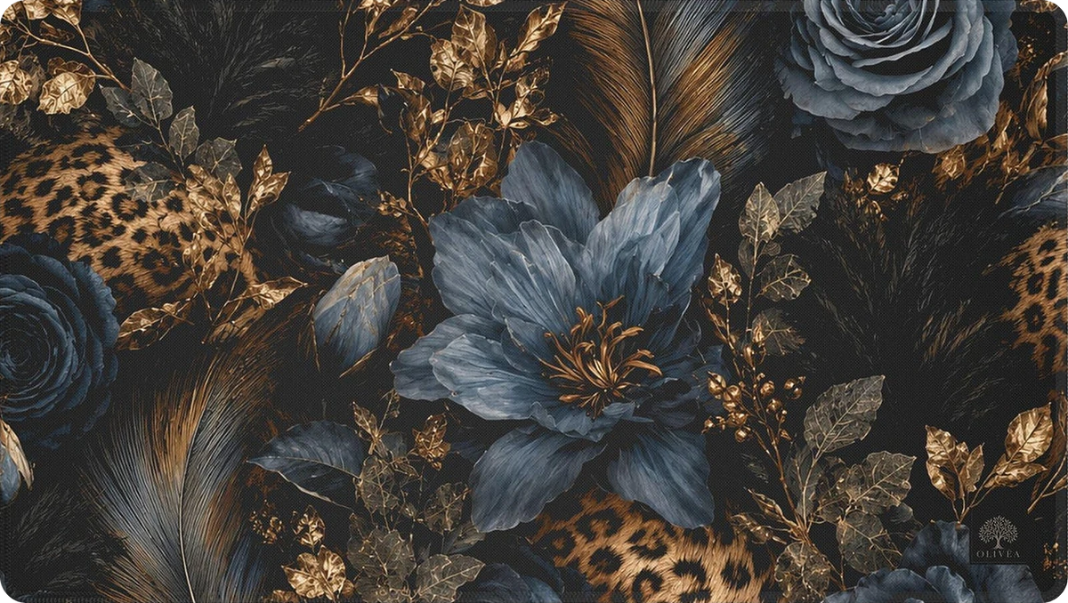 Navy Leopard Desk Mat