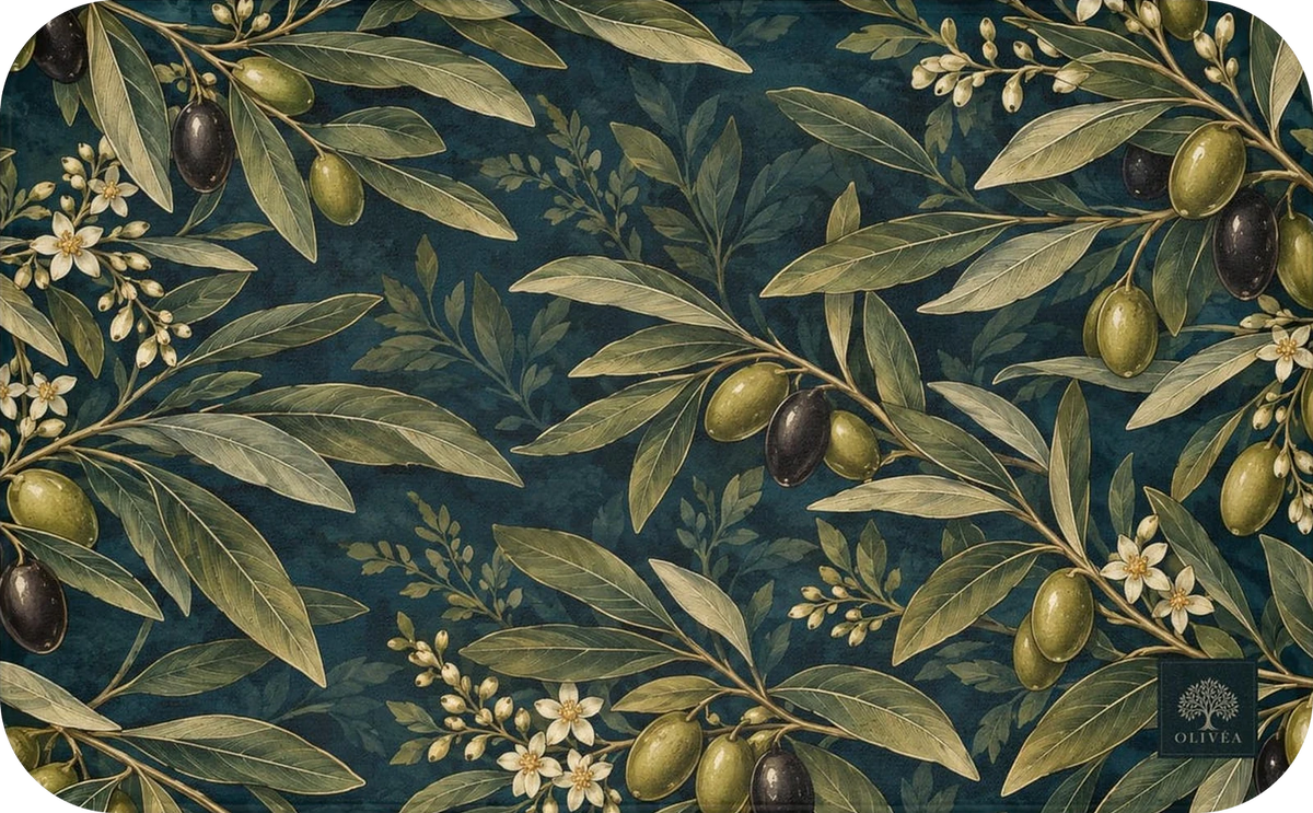 Vintage Olive Branch Bath Mat